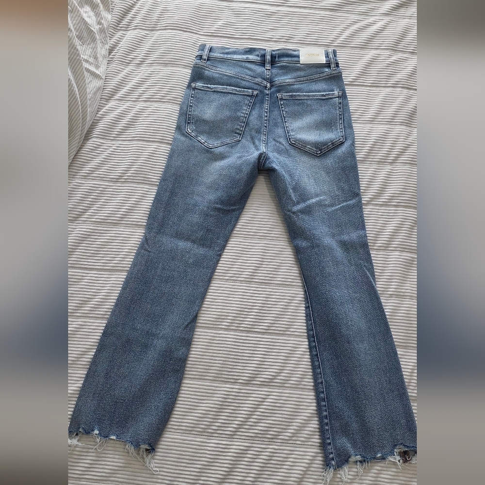 Express Distressed Medium Blue Flare Jeans - Picture 8 of 8